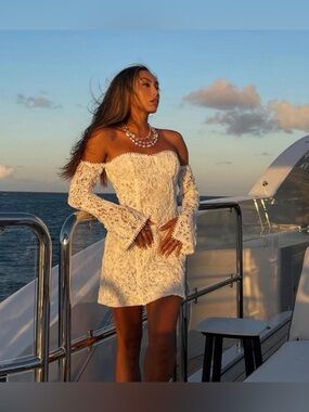 12th Tribe Tribe Liliana Off Shoulder Lace Dress - Size S